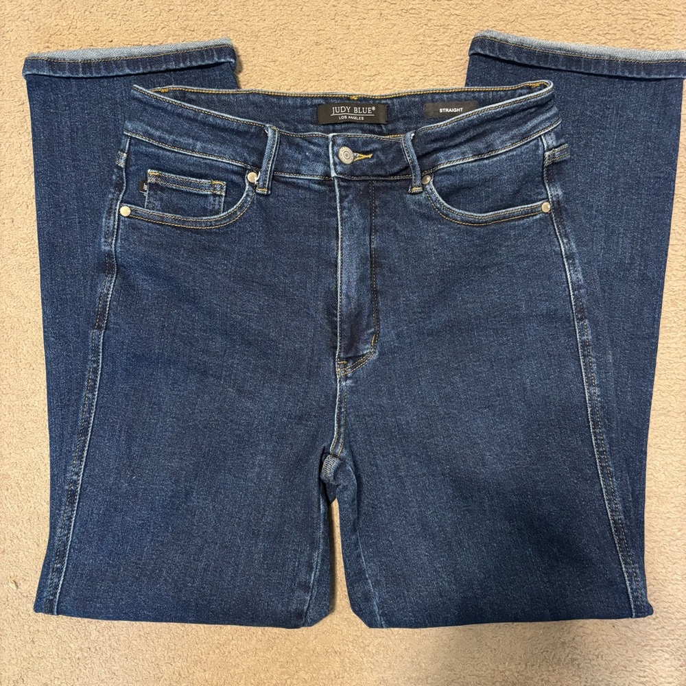 Womens Judy Blue Straight Leg Dark Wash Blue Jeans Classic Fit